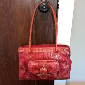 Vintage red croc Wilson’s leather classic structured handbag purse shoulder bag